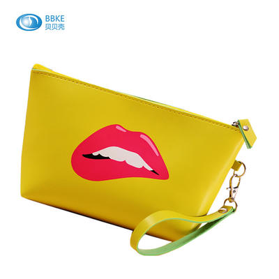 Hottest Product Portable Polyester Beauty Cosmetic Bag with Zipper for Girls, Lipstick Printing Portable Travel Makeup Bag